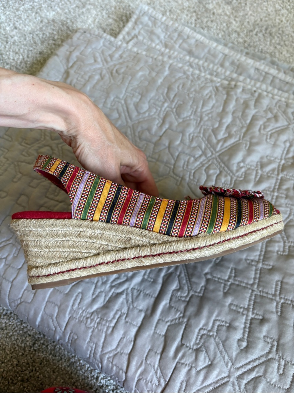 Naturalizer ‘Berlynn’ Striped Elastic Slingback Espadrille Wedge Sandals Size 9 - Picture 4 of 8